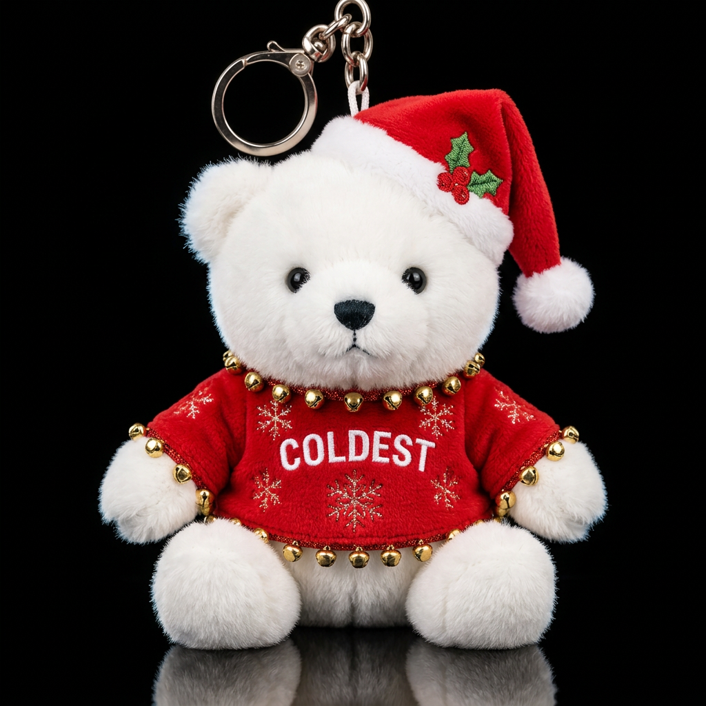 Stuffed Polar Bear wearing red Santa suit embroide... water bottle design