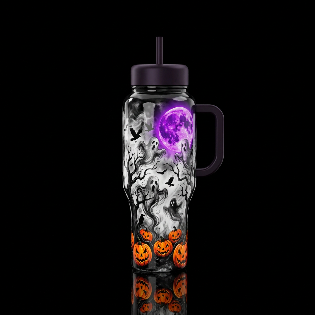 Glossy black and white smokey looking background w... water bottle design
