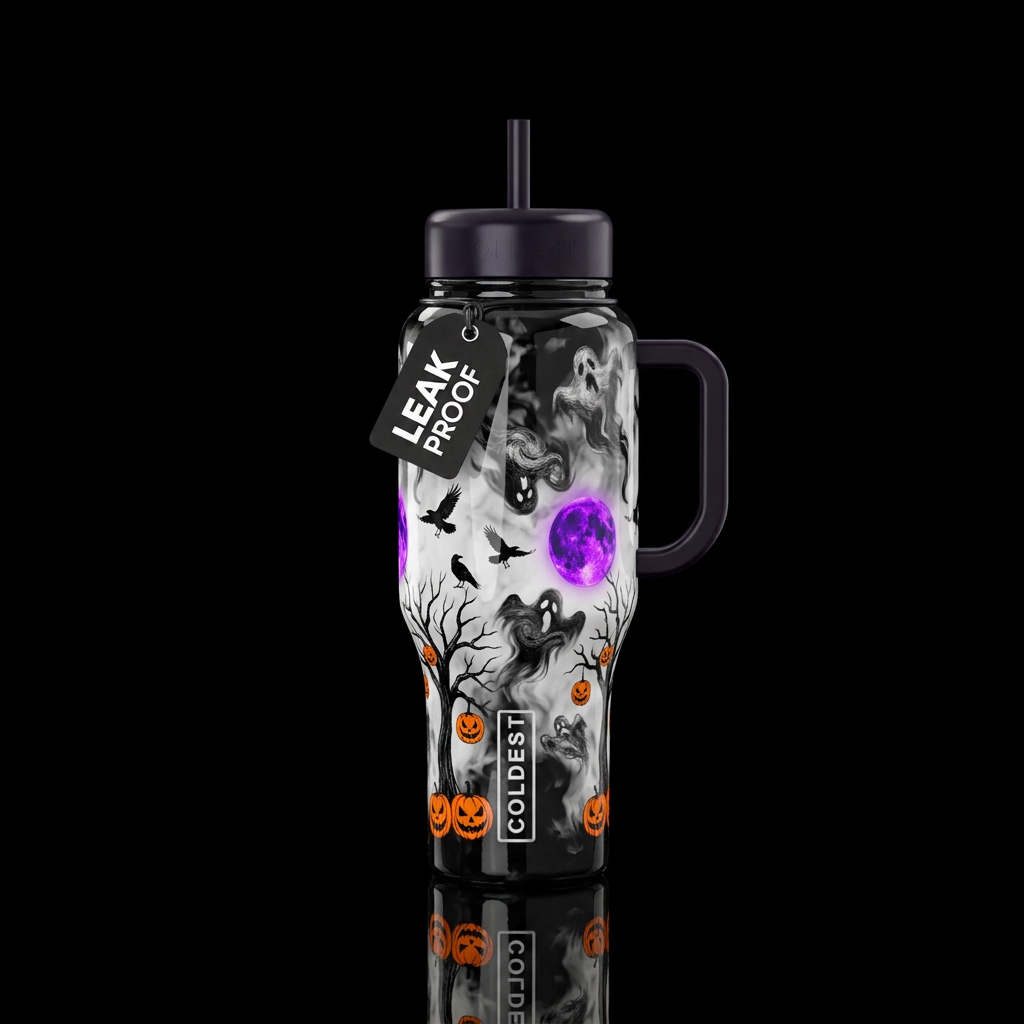 Glossy black and white smokey looking background w... water bottle design