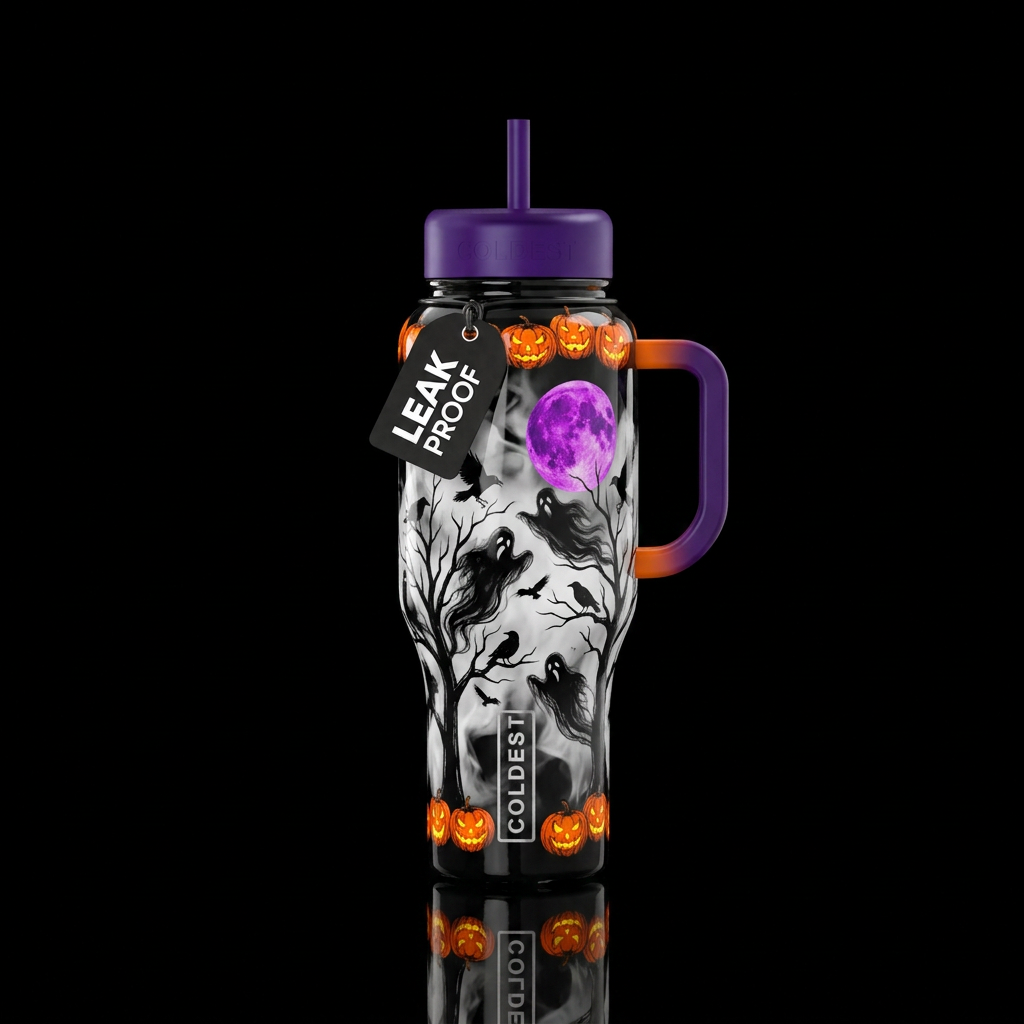 Glossy black and white smokey looking background w... water bottle design