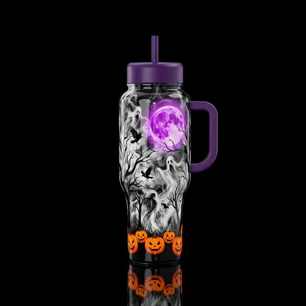 Glossy black and white smokey looking background w... water bottle design
