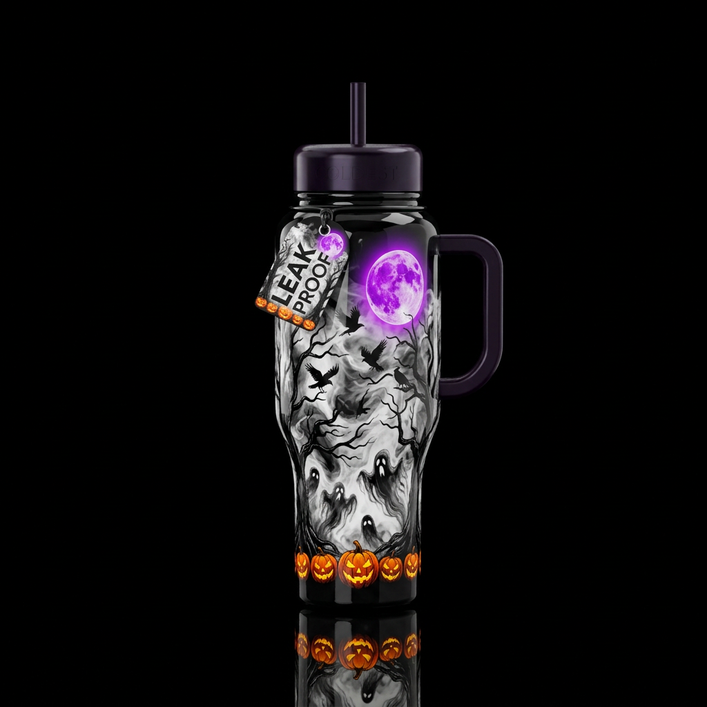 Glossy black and white smokey looking background w... water bottle design