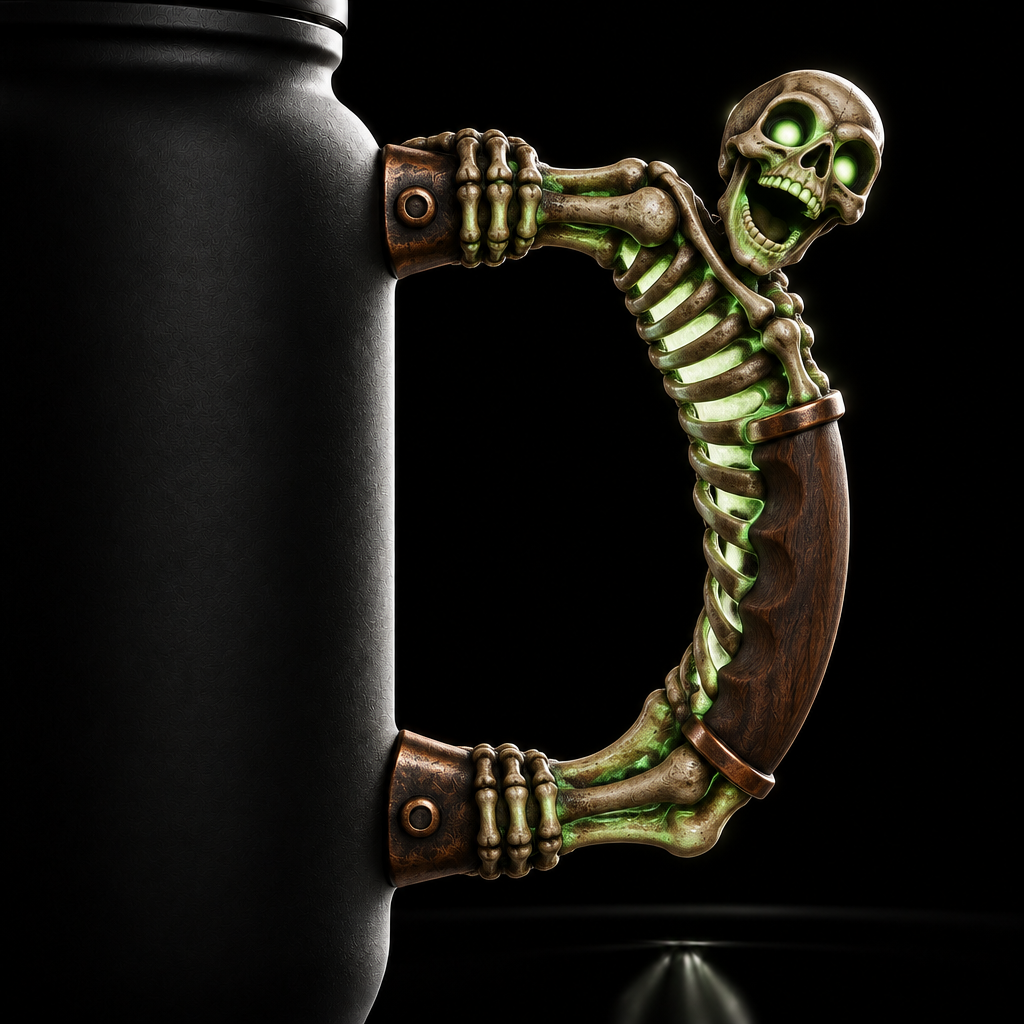 Glow in the dark skeleton inbued scary funny hallo... water bottle design