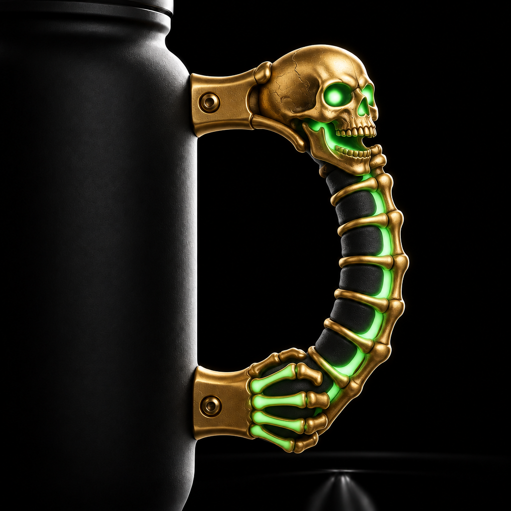 Glow in the dark skeleton inbued scary funny hallo... water bottle design