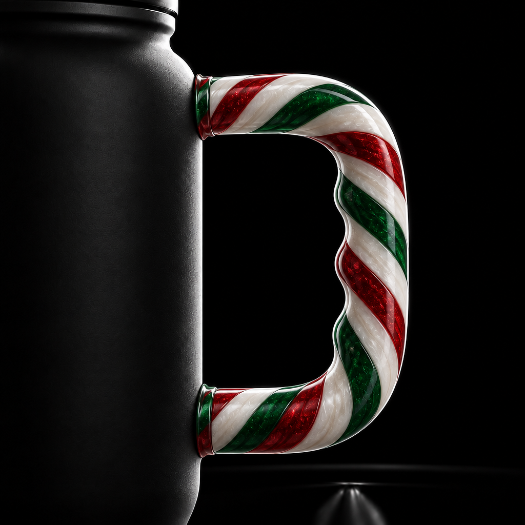 Red white and green candy cane inbued water bottle design