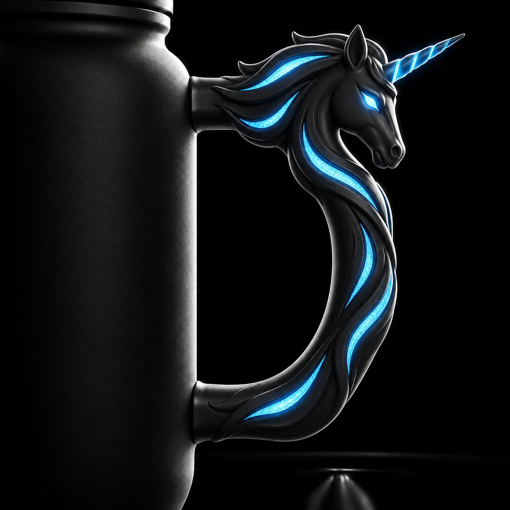 Glow in the dark Unicorn designs water bottle design