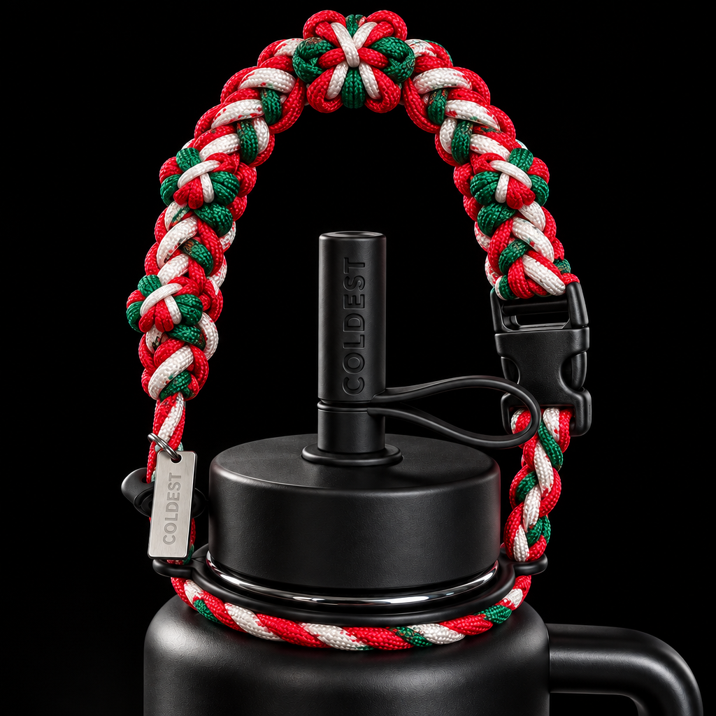Christmas ribbons water bottle design