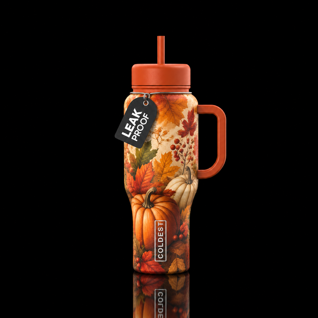 Autumn harvest inbued, vibrant, beautiul, modern, ... water bottle design