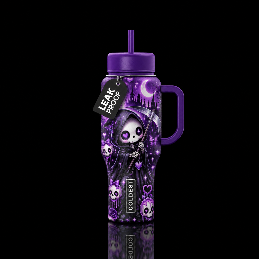 kawaii goth creepy cute grim reaper with sye with ... water bottle design