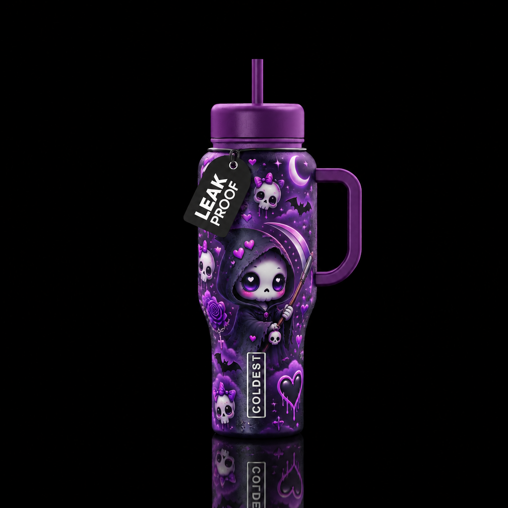 kawaii goth creepy cute grim reaper with sye with ... water bottle design