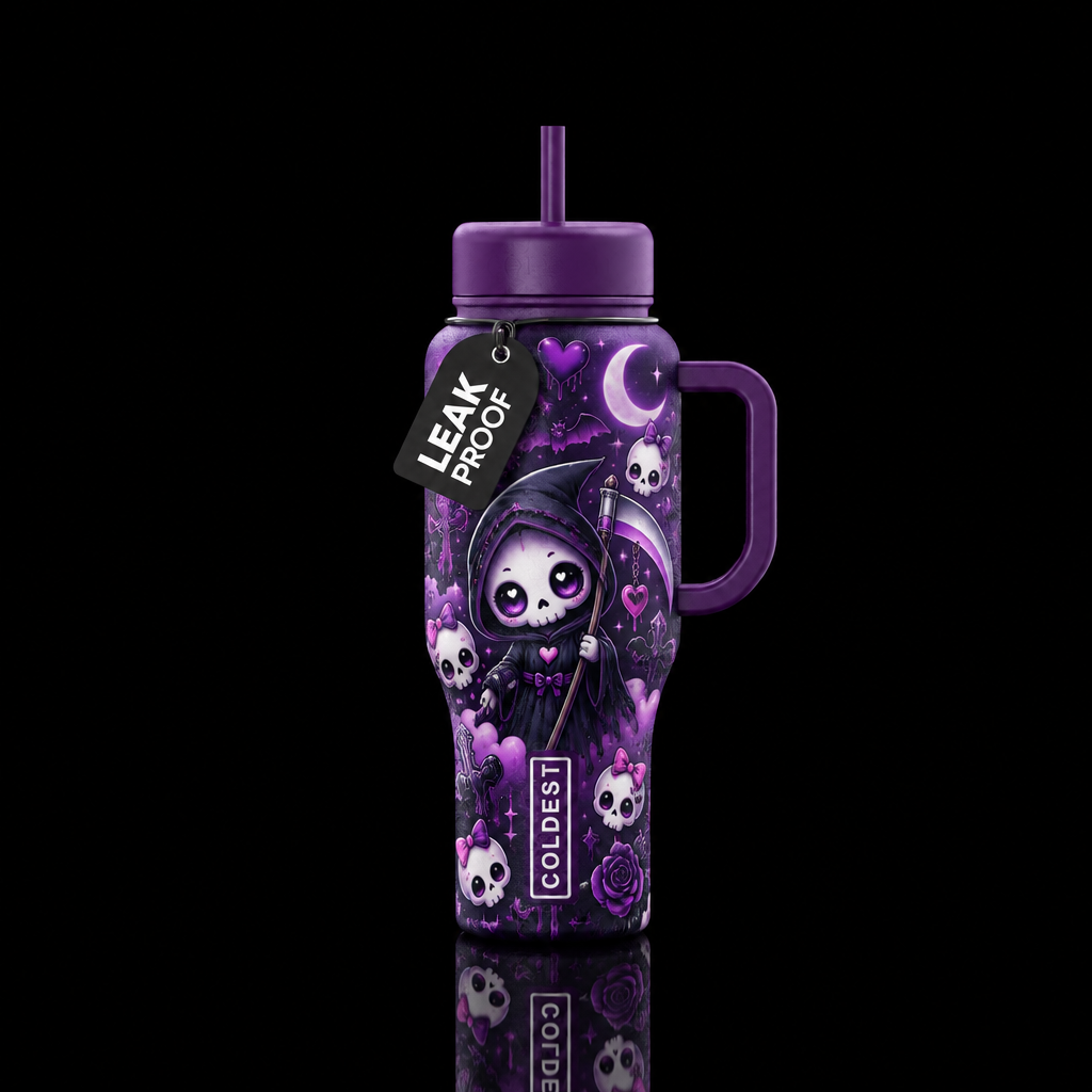 kawaii goth creepy cute grim reaper with sye with ... water bottle design