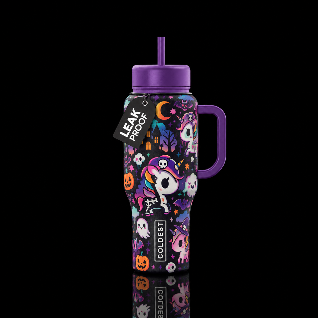 TokiDoki creepy Halloween unicorns funny, fantasy,... water bottle design