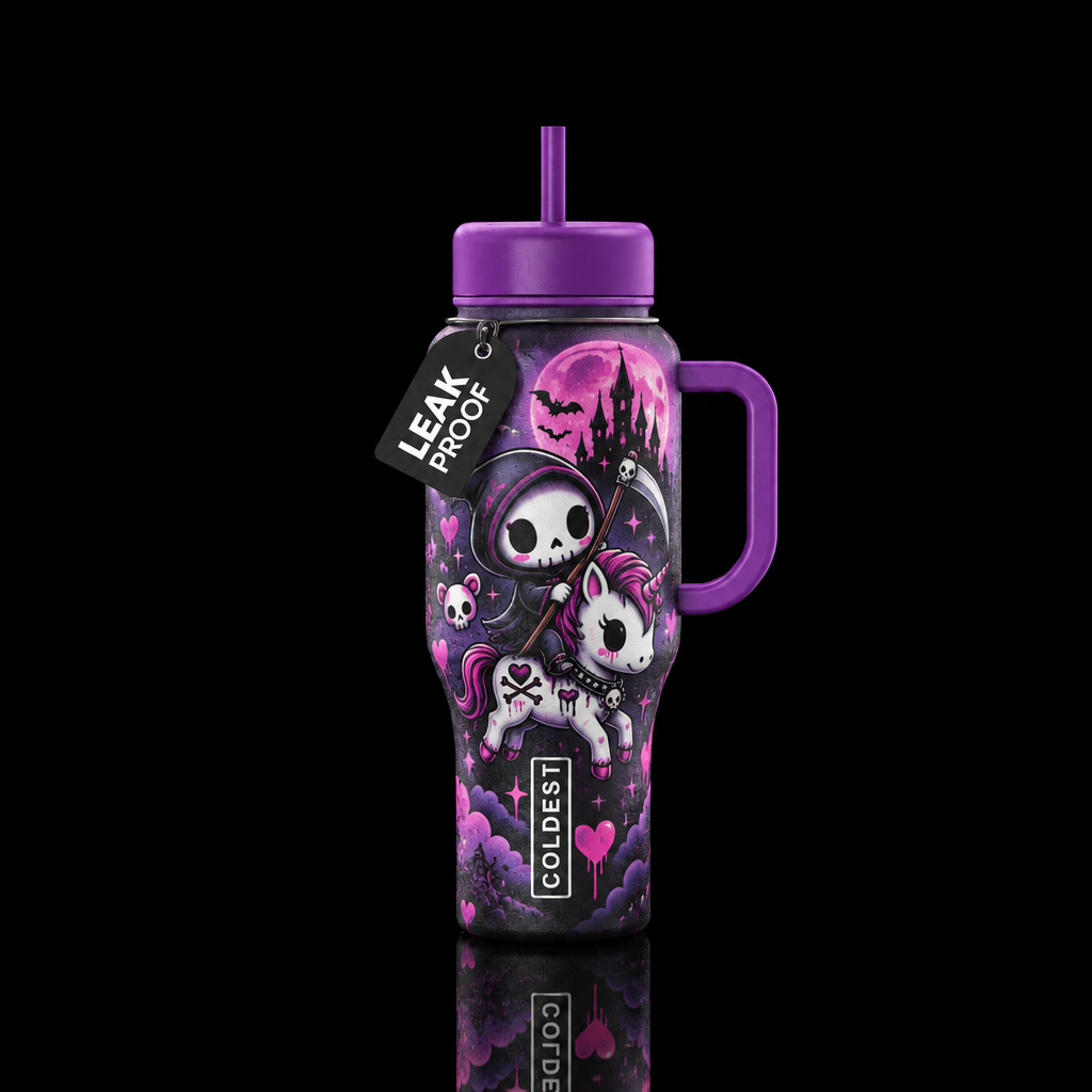 Gothic Unicorn water bottle design