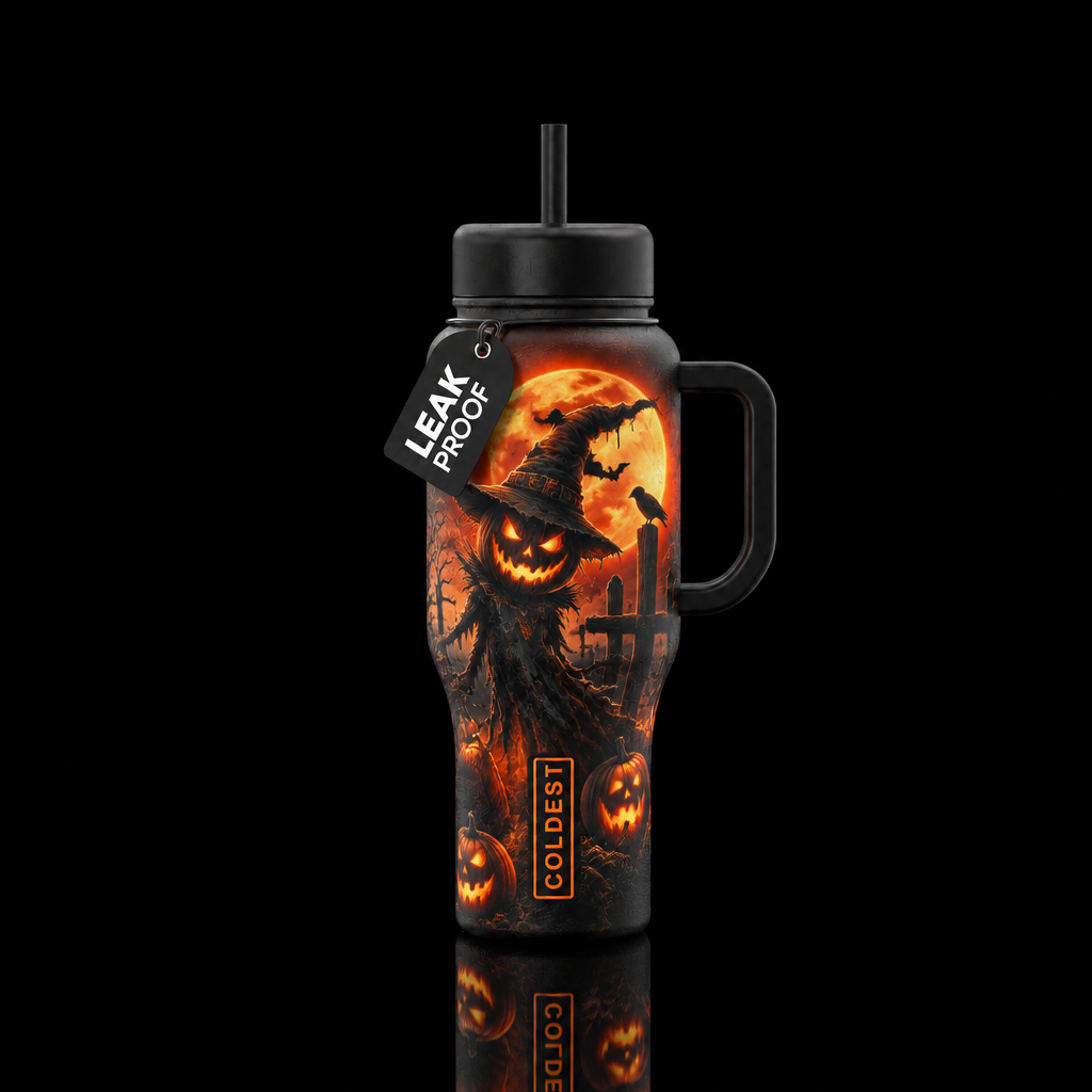 Hellish Halloween water bottle design