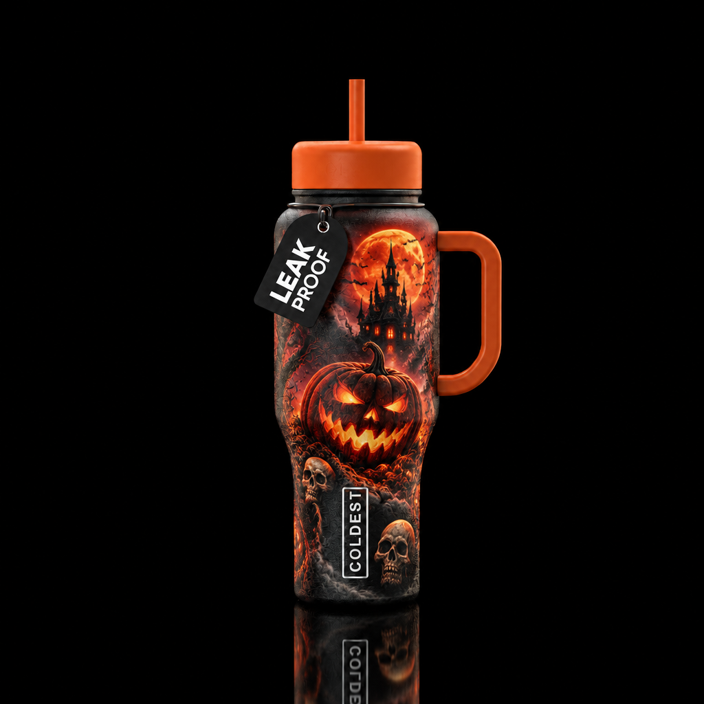 Halloween inferno water bottle design