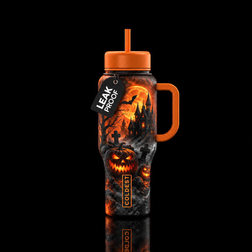Dark Halloween water bottle design