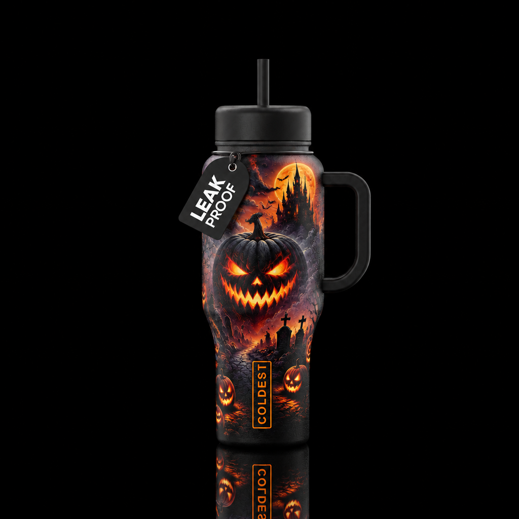 Halloween from Hell inbued, scary, funny, fantasy,... water bottle design