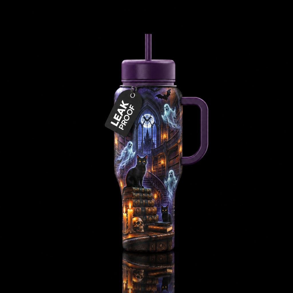 Ghostly library water bottle design