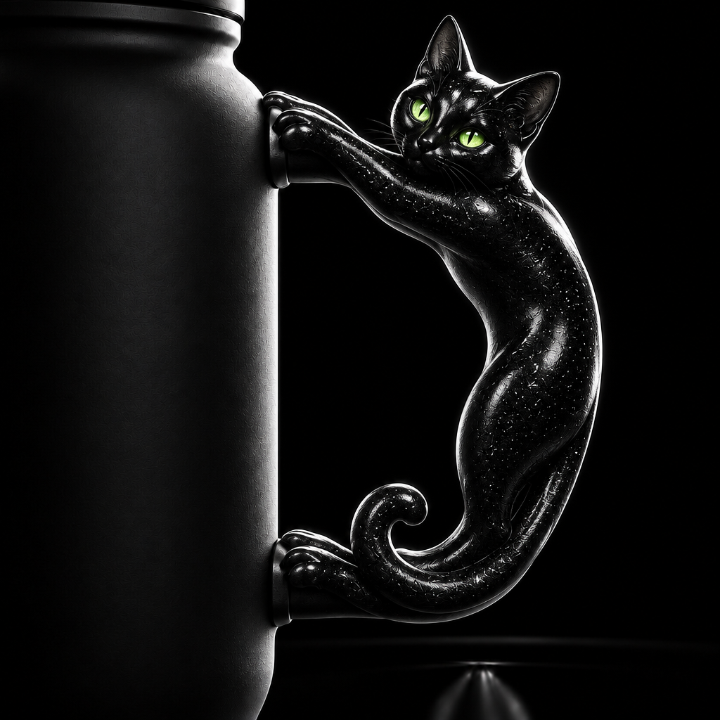 Midnight Cat water bottle design