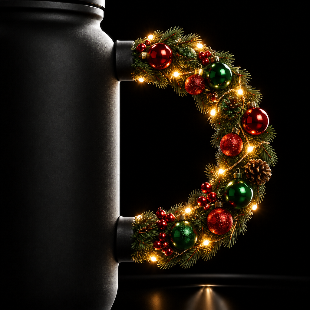 Christmas wreath water bottle design