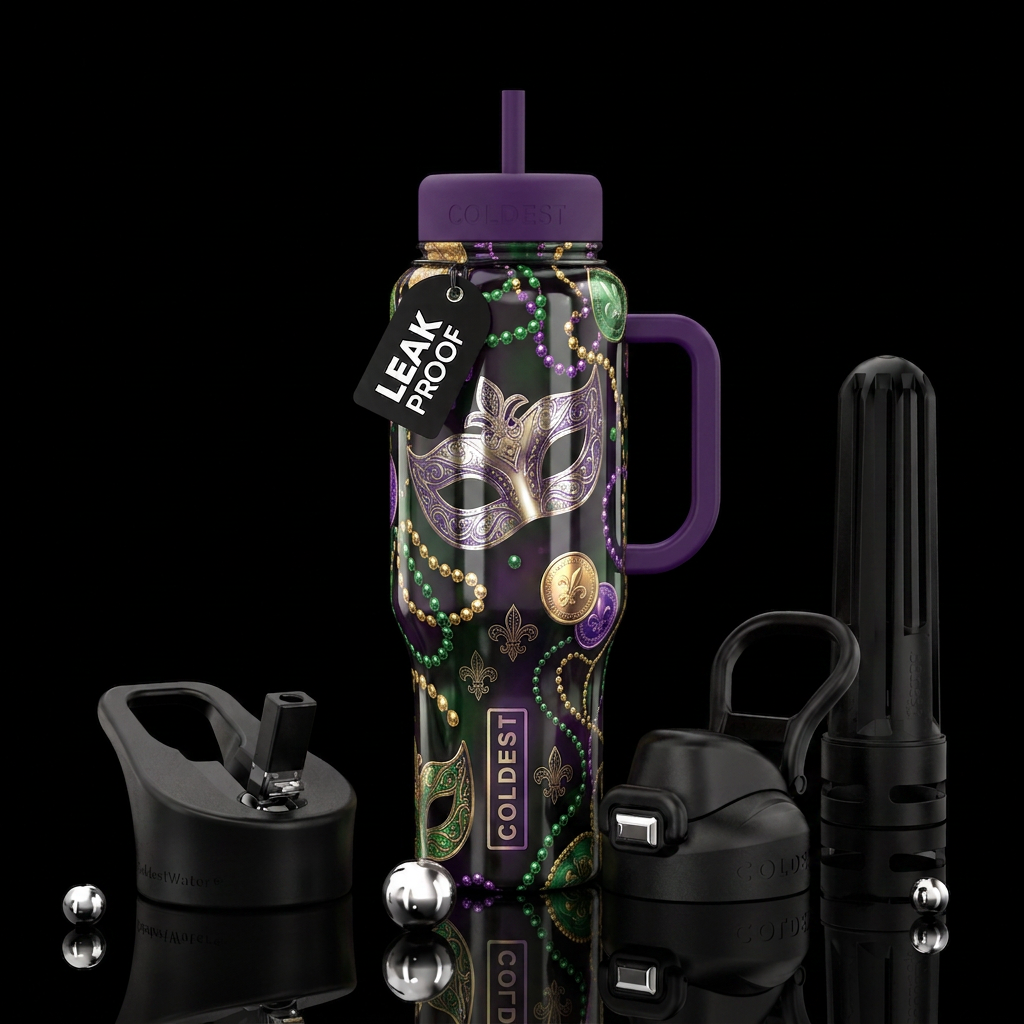 Mardi gras water bottle design