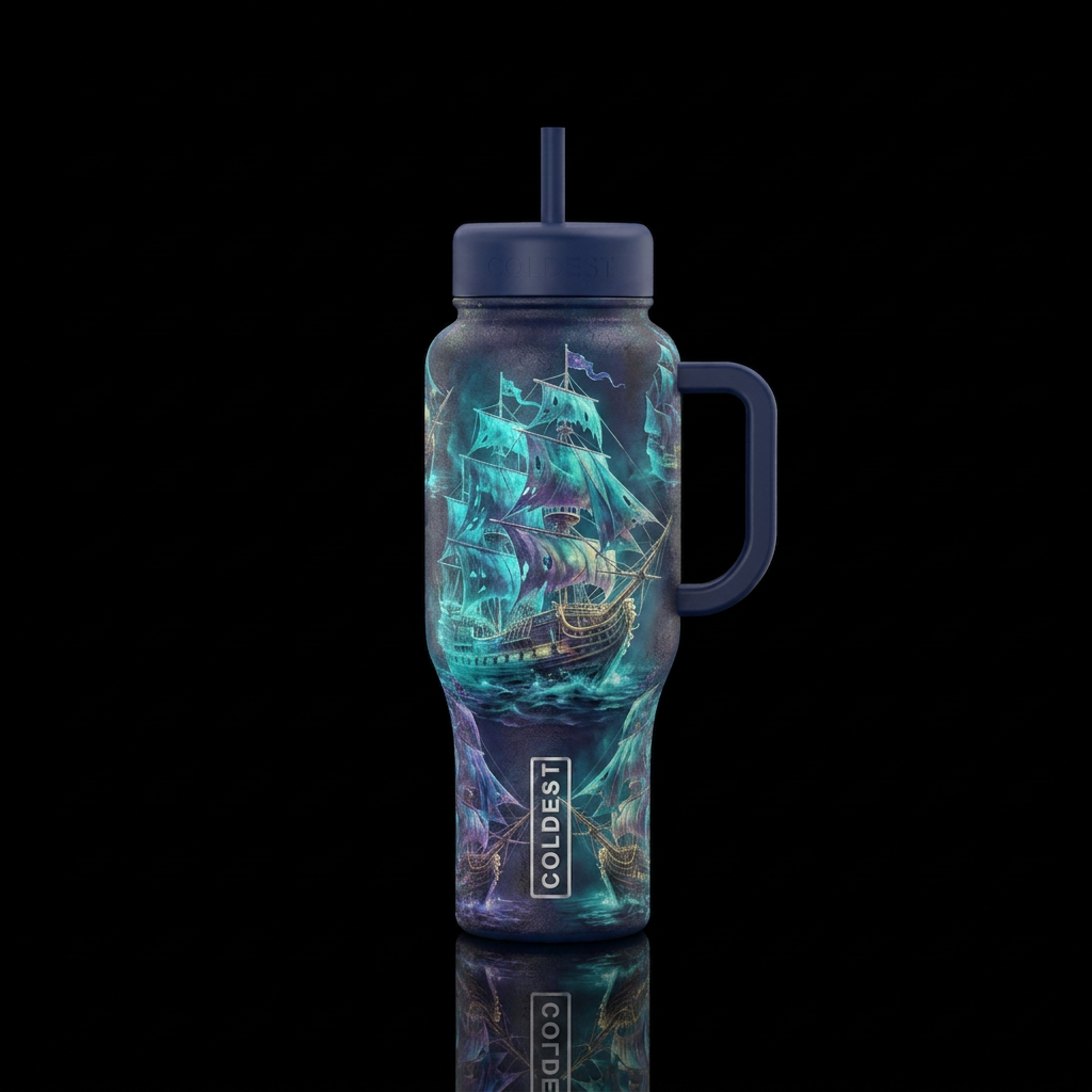 Ghost Ships water bottle design