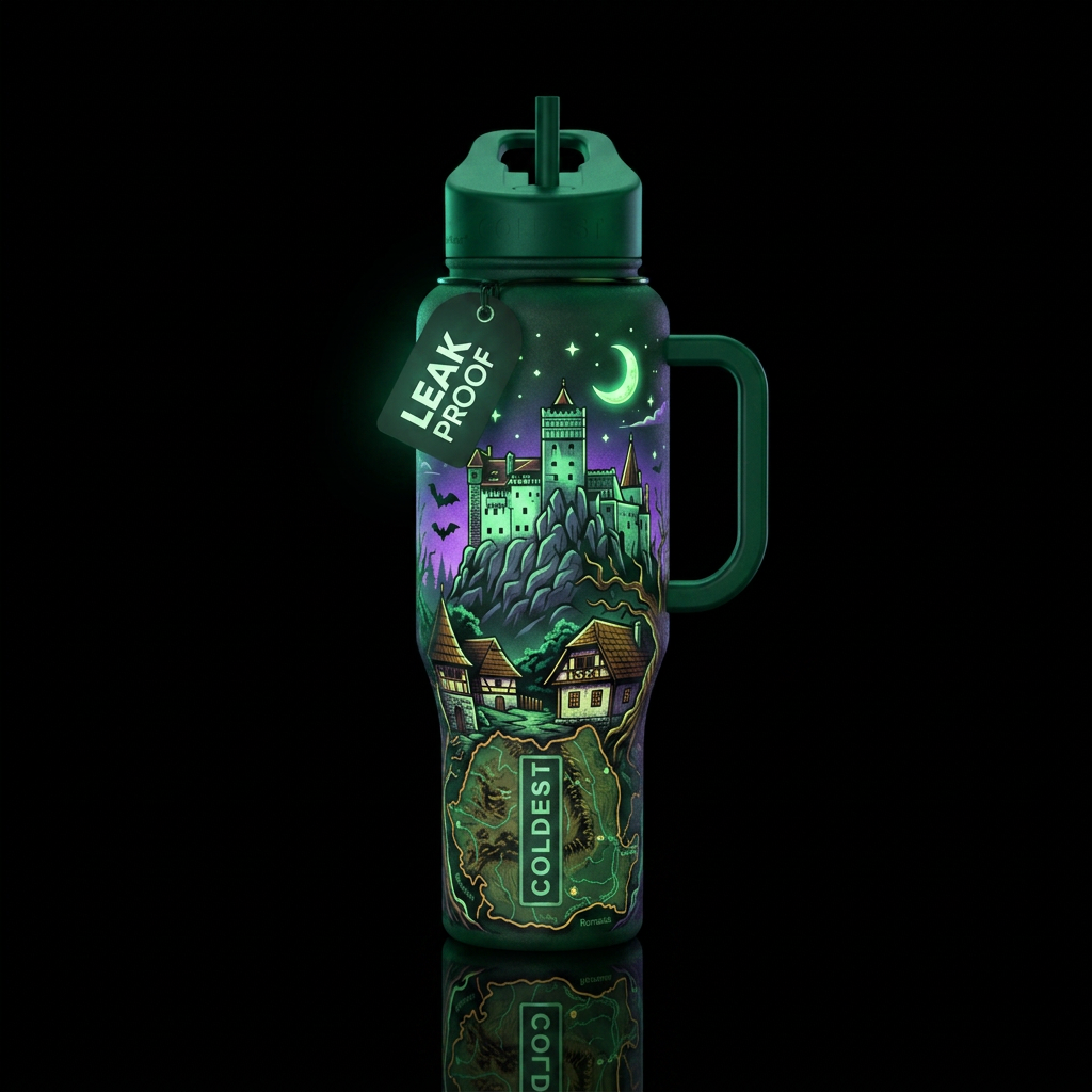 Create a glow in the dark translyvania vampire the... water bottle design
