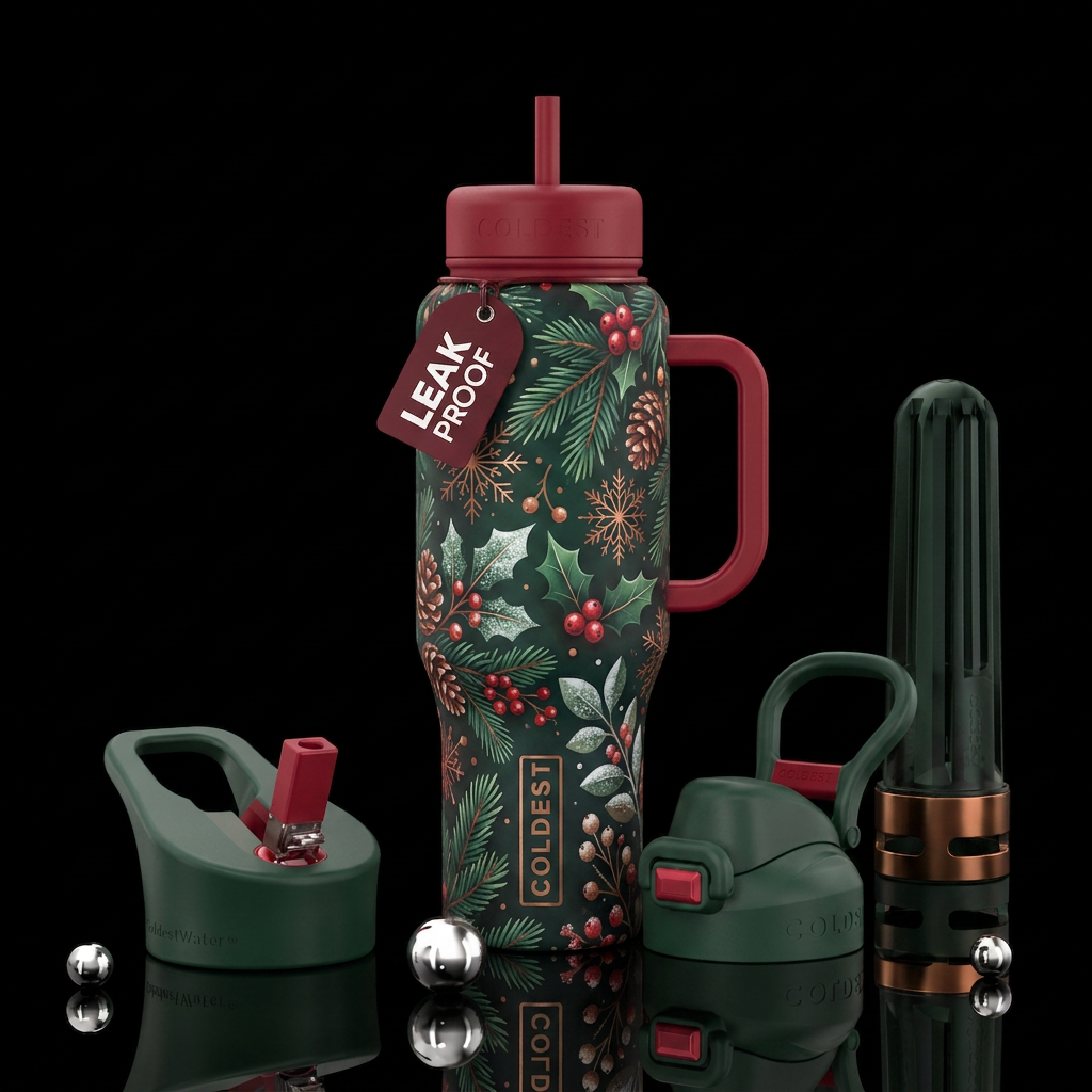 Make a christmas design that is unisex. water bottle design