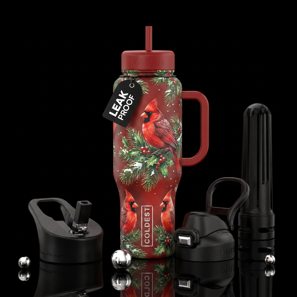 Make a christmas cardinal bottle water bottle design