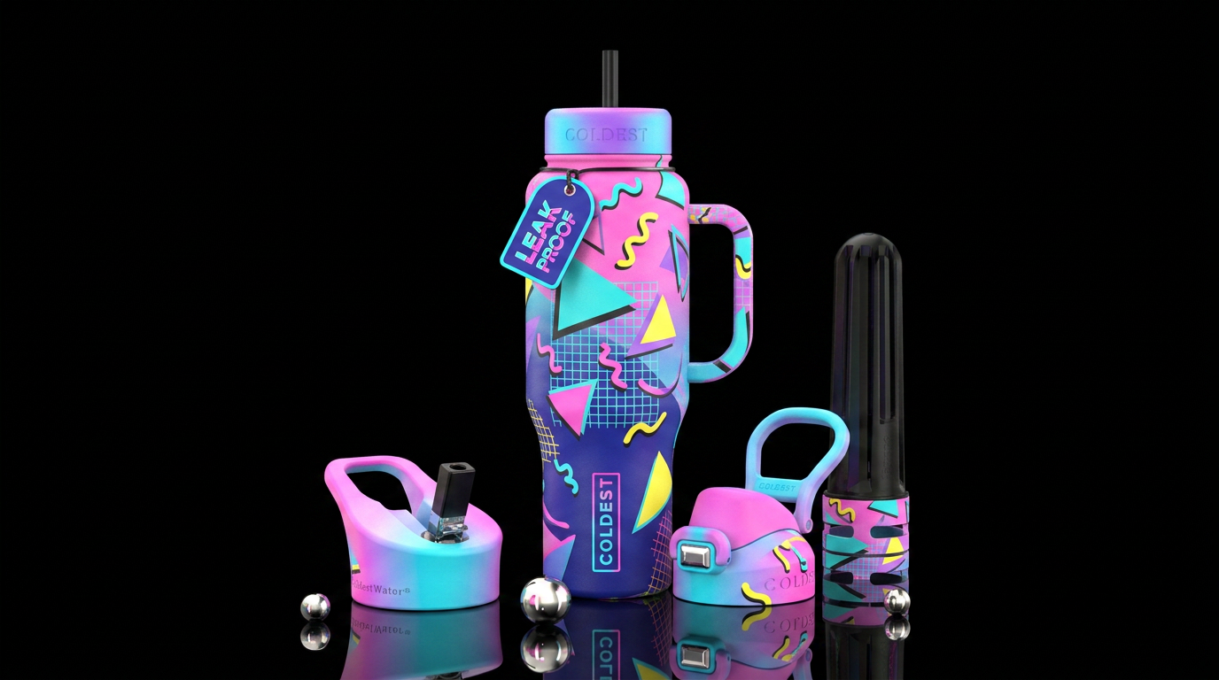 Groovy 80’s water bottle design