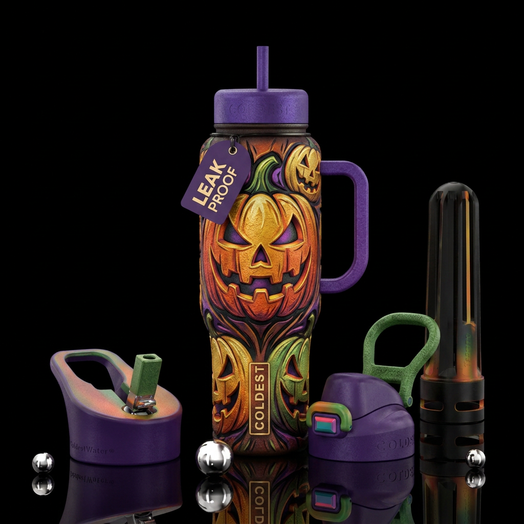 Jacko lantern water bottle design