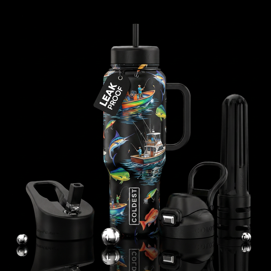 boat and fishing water bottle design