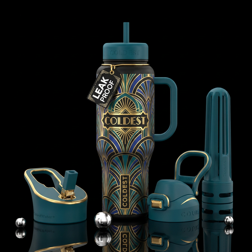 Art deco classy elegant water bottle design