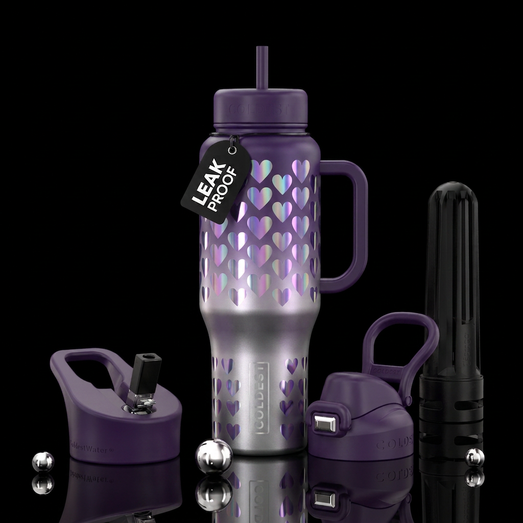 Dark purple to silver gradient bottle with reverse... water bottle design