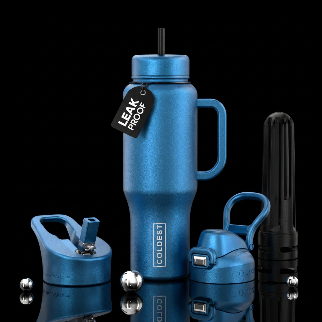Blue steel water bottle design