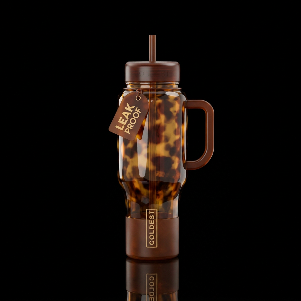 Partially translucent tortiseshell water bottle design