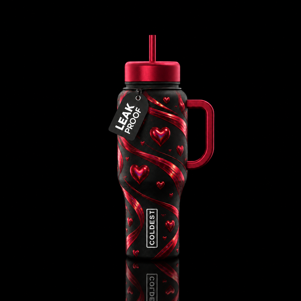 Ribbons and love water bottle design
