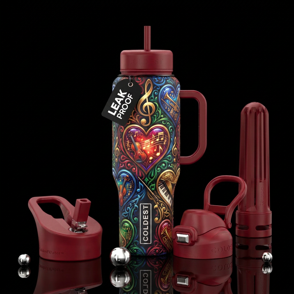 Heart of the Music water bottle design