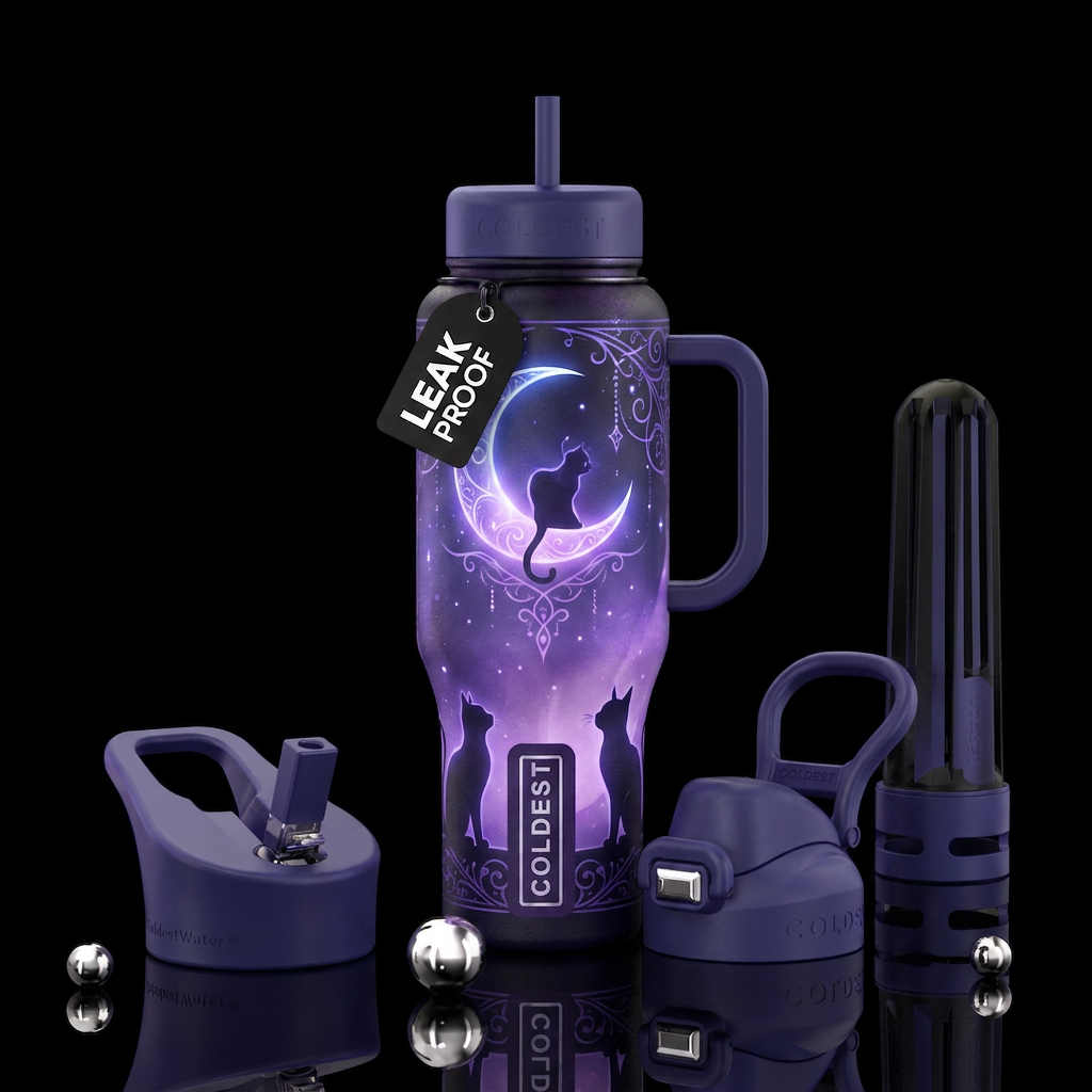 Evening Cat water bottle design