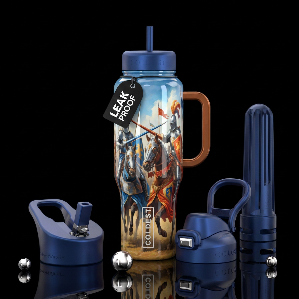 Mega Live Jousting water bottle design