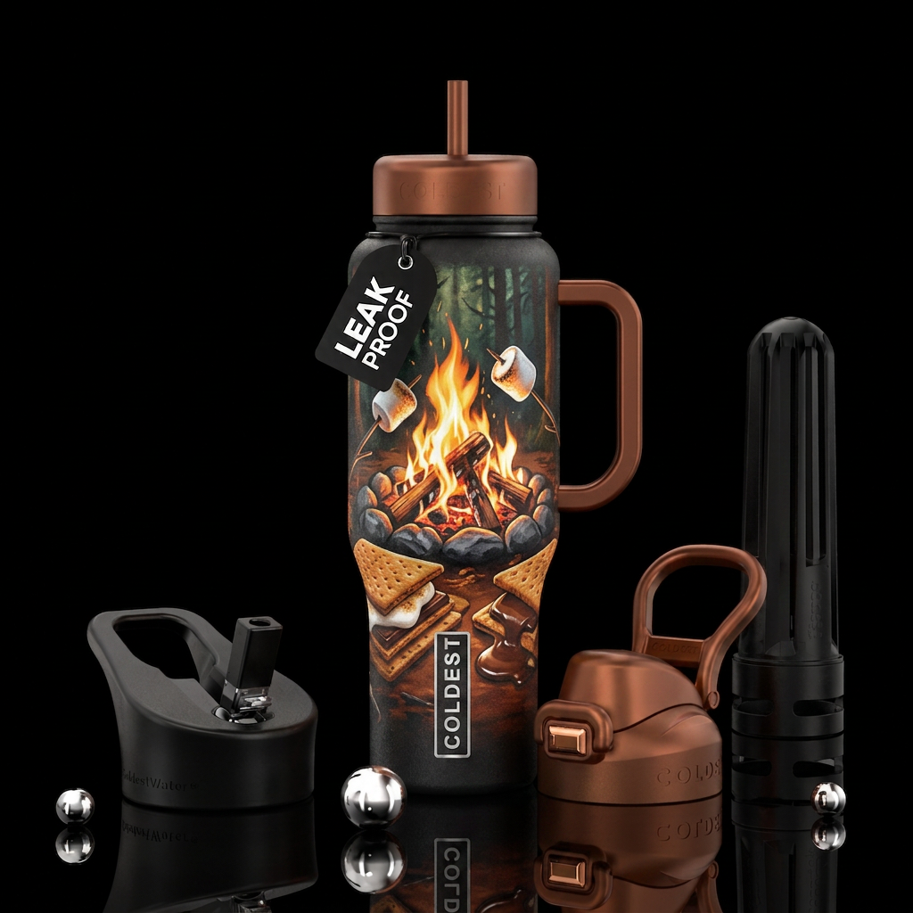 Camp Fire Delight water bottle design