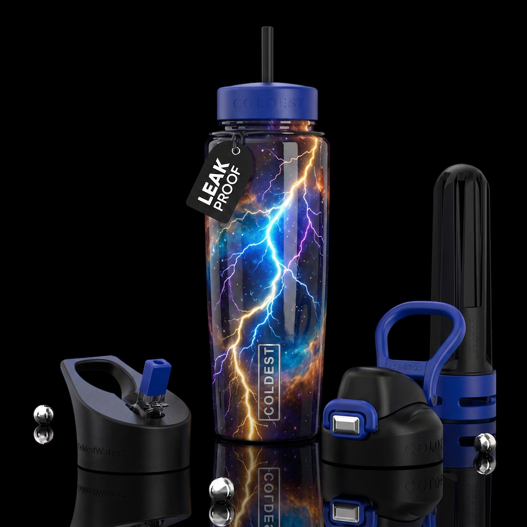 Thunderstruck water bottle design