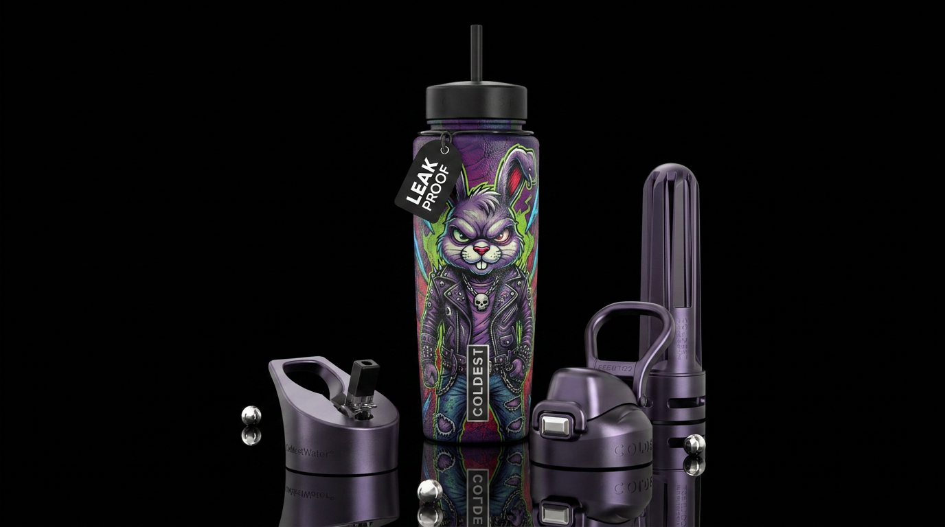 Headbanger Bunny water bottle design