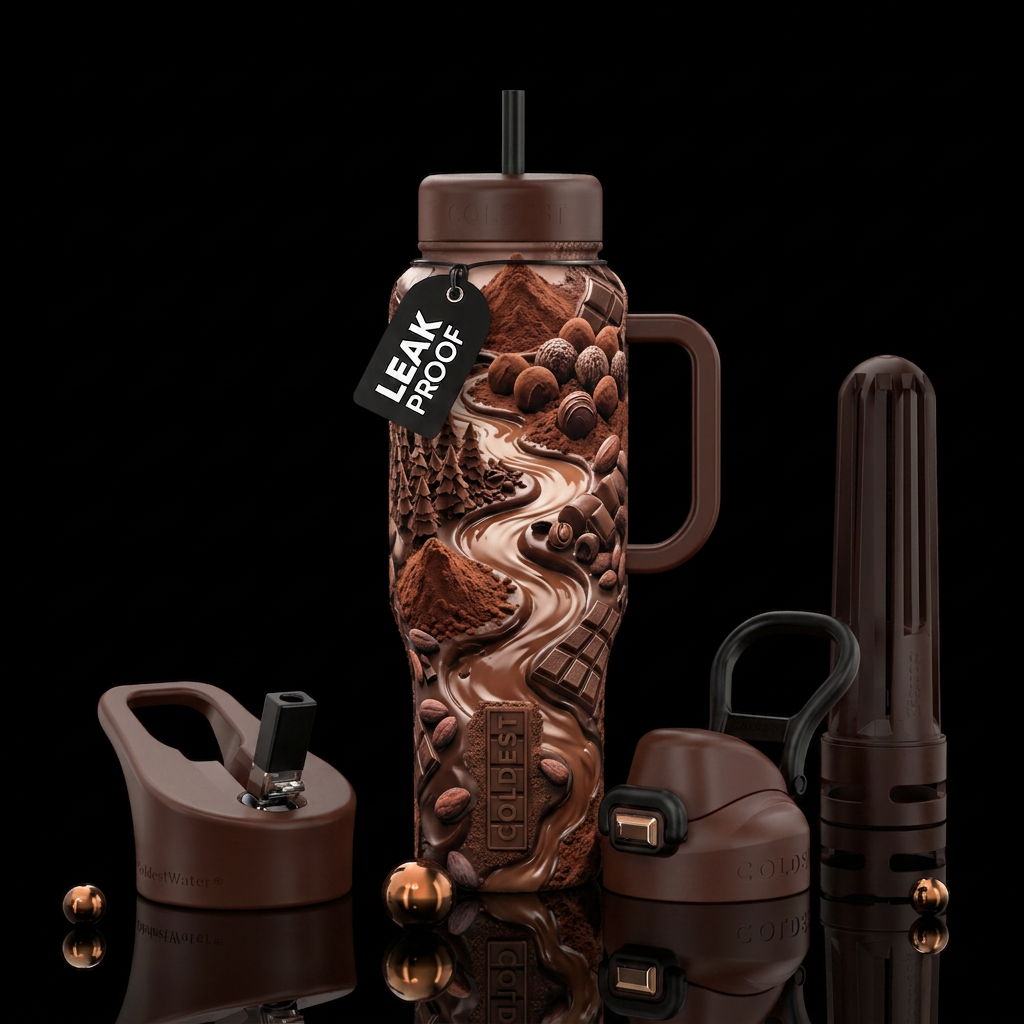 A world of chocolate water bottle design