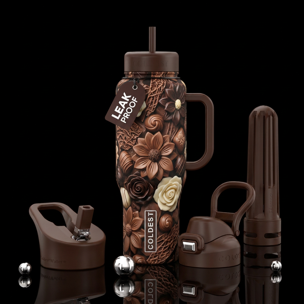 Chocolate flower mix water bottle design