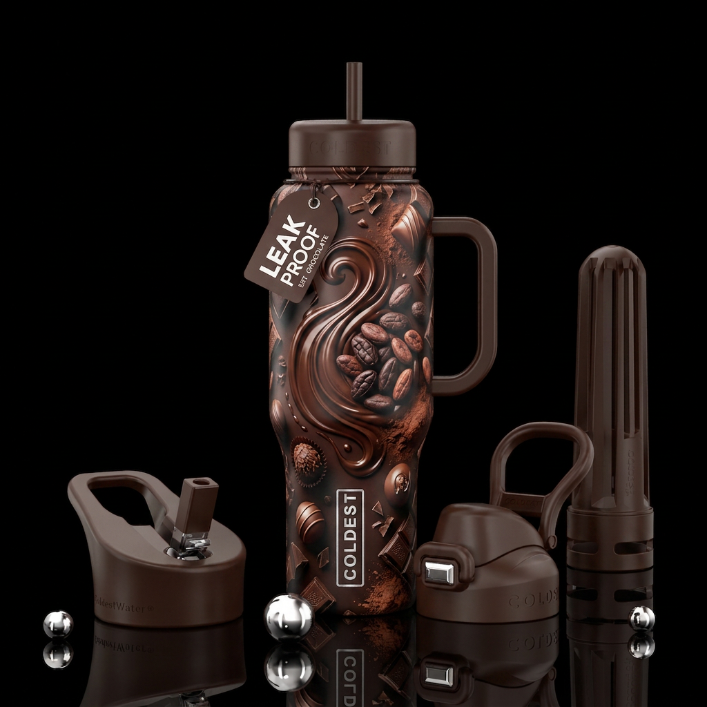 The love of chocolate water bottle design