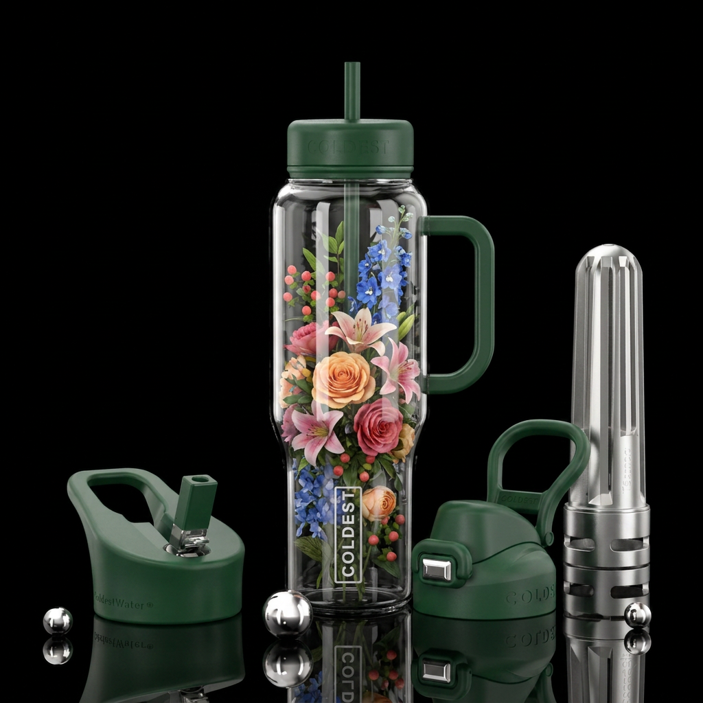 Flowers arrangement in a bottle like a ship in a b... water bottle design