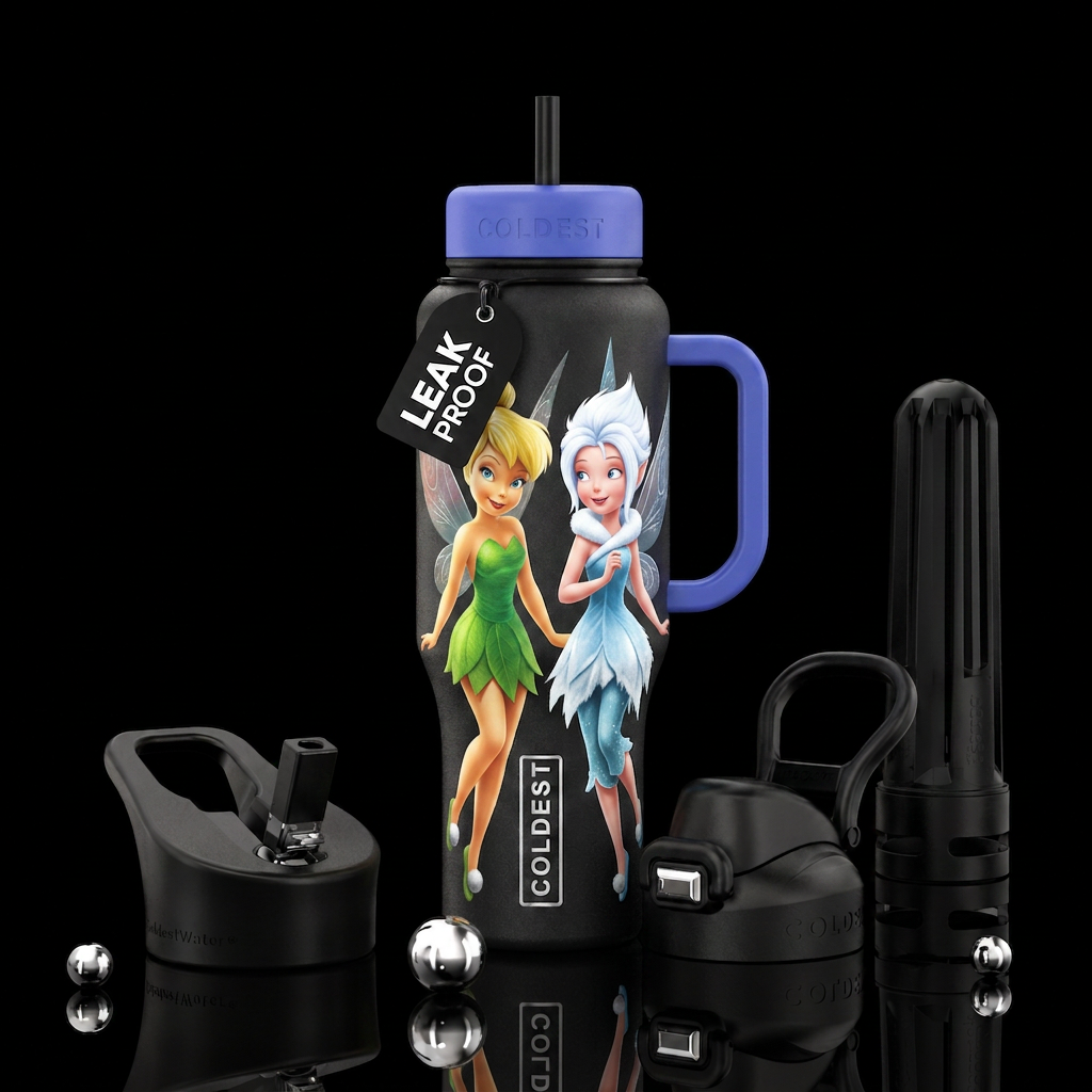 Tinkerbell and her twin sister water bottle design