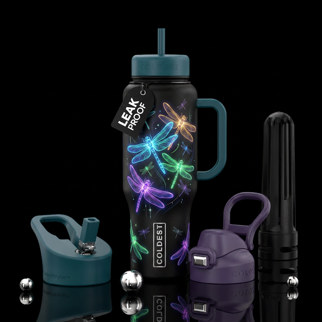 Glowie Dragonfly that glows in the dark water bottle design
