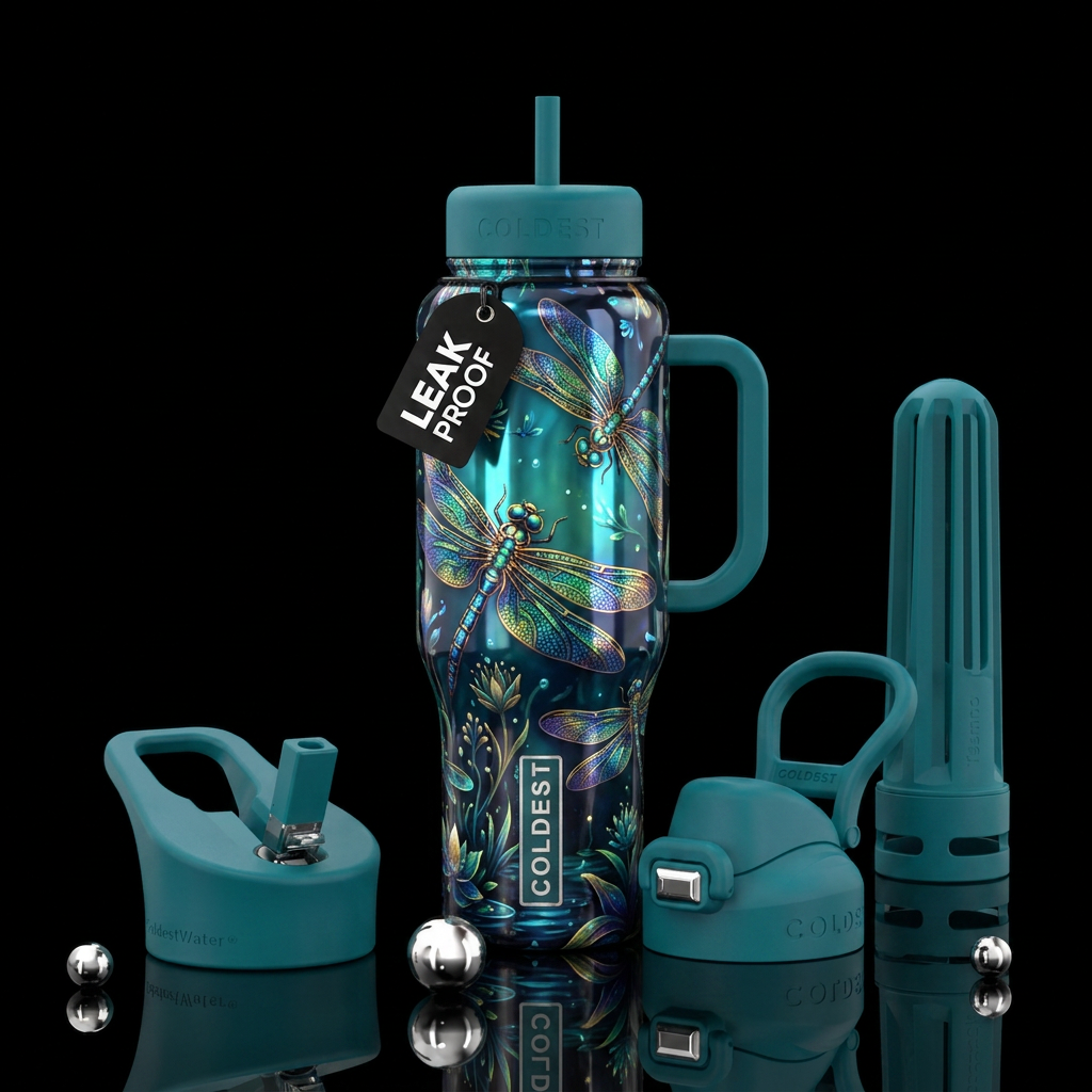 Dragonfly beauty water bottle design